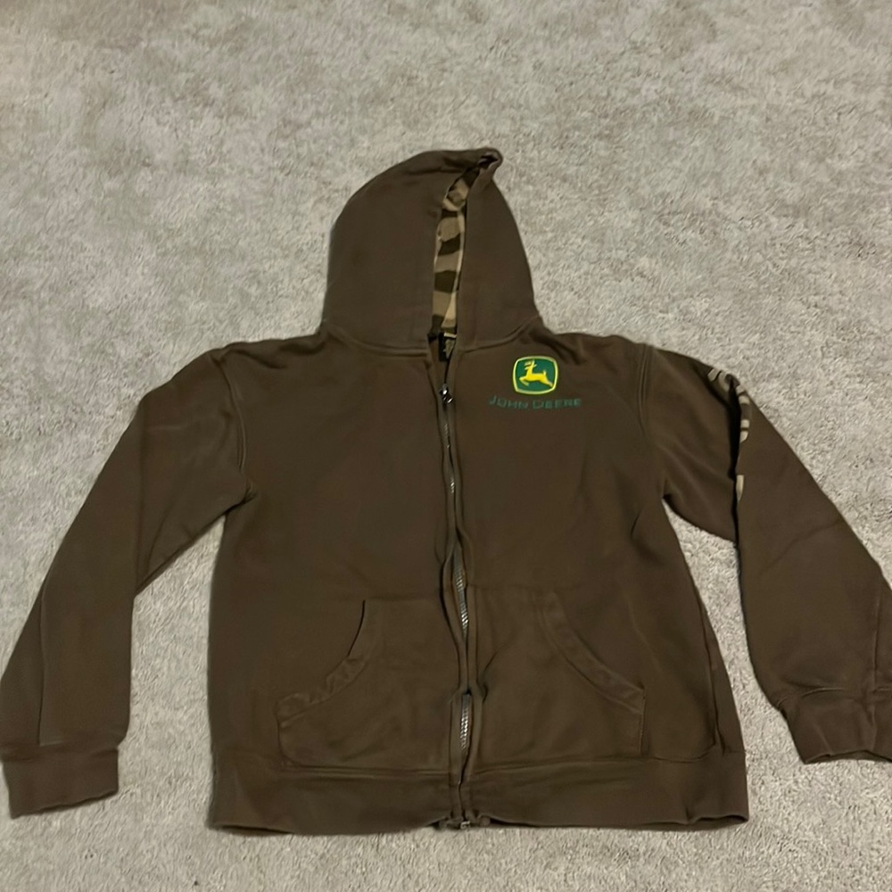 John Deere brown zip up